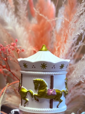 Handmade candle in hand-painted plaster carousel new