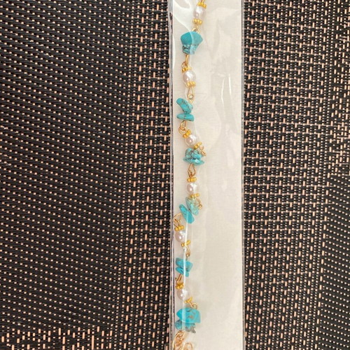 Steel bracelet with blue stones and white pearls new
