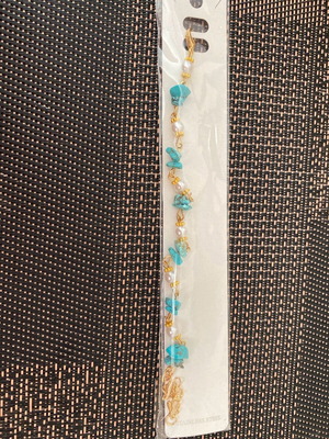Steel bracelet with blue stones and white pearls new