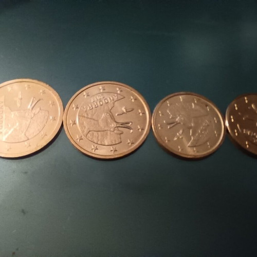 Andorra 1 and 2 cent coins 2020, 2021 unc