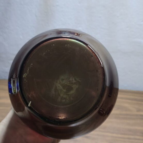 Vintage liqueur set in dark Bordeaux glass with 3 glasses like new