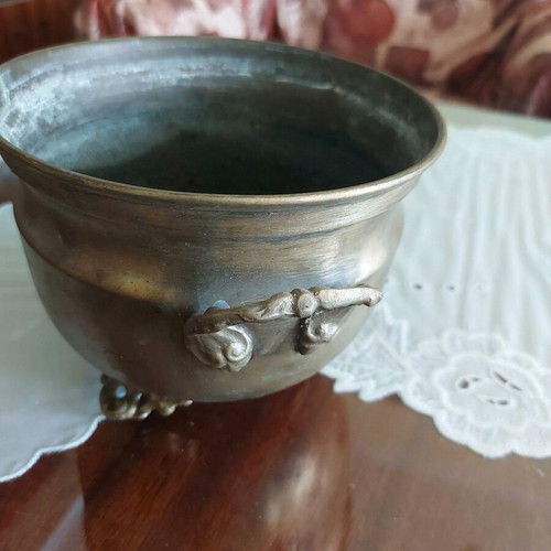 French copper cachepot used, vintage decorative piece