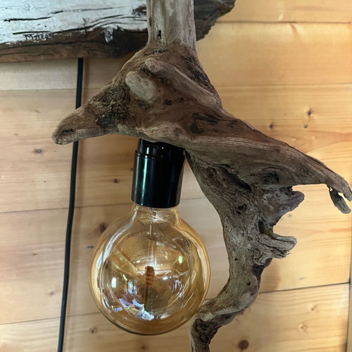Handmade driftwood lamp like new with long cord
