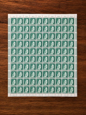 Full Sheet of 100 German Reich Stamps 1944 like new