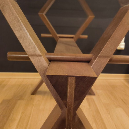 Dining table used with wood frame and glass top from Neo Katoikein