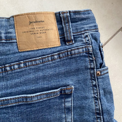 Stradivarius women's elastic mini skirt like new, blue, size S