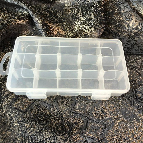 Transparent plastic organizer like new with 15 compartments