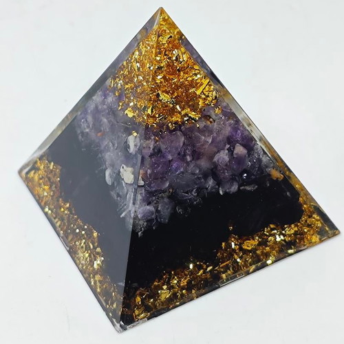 Amethyst Orgone Pyramid with Eye of Horus, like new