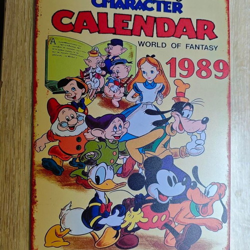 Walt Disney Metal Sign 1989 like new, vintage decorative calendar