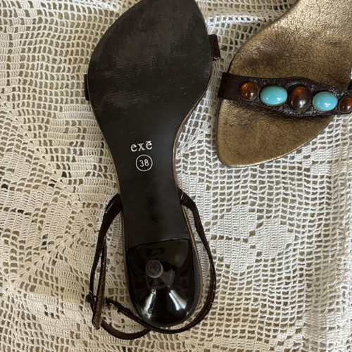 Exe kitten heels sandals used, size 38, brown with stones
