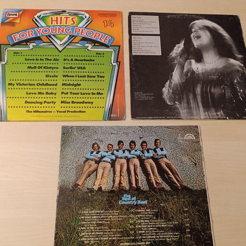 Set of 3 used vinyl records with Tina Charles, Country Beat & Young People Hits