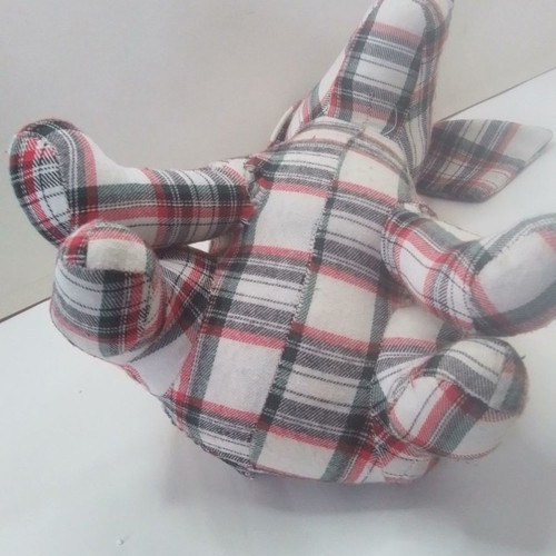 Fabric dog doorstop used
