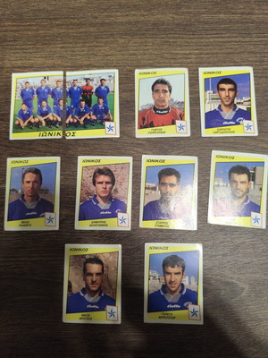 Panini Football 98 collectible stickers, Ionikos Nikaia, like new, set of 10
