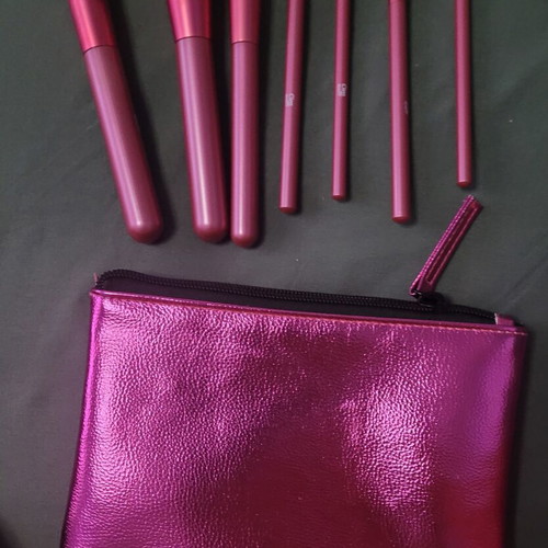 Cien Beauty Hot Pink makeup brush set with matching pouch