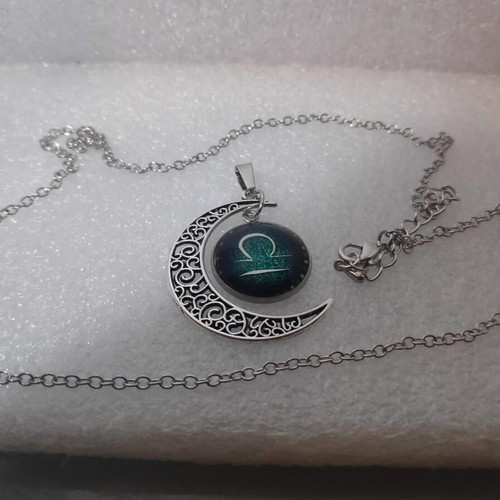 Libra Zodiac Pendant Necklace like new, stainless steel