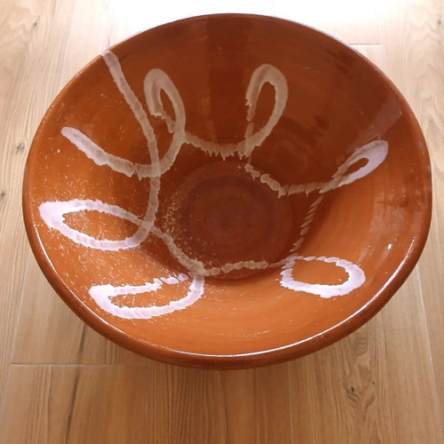 Clay kneading bowl handmade, used, diameter 50 cm height 19 cm