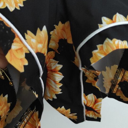 Pajama set with sunflowers like new, size XXL, black and yellow