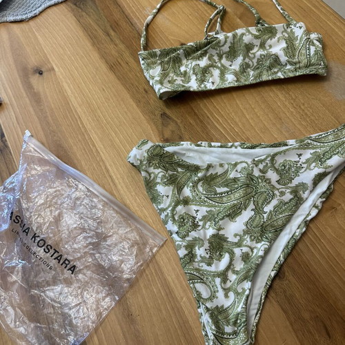 Vassia Kostara swimsuit small bikini medium top like new, white multicolor