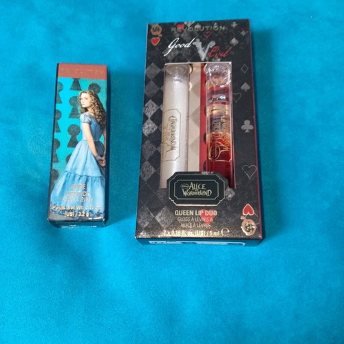 Revolution lipstick and lipgloss limited edition Alice in Wonderland new