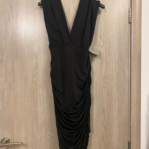 Luna dress Mind Matter new, black, jersey fabric, V neckline
