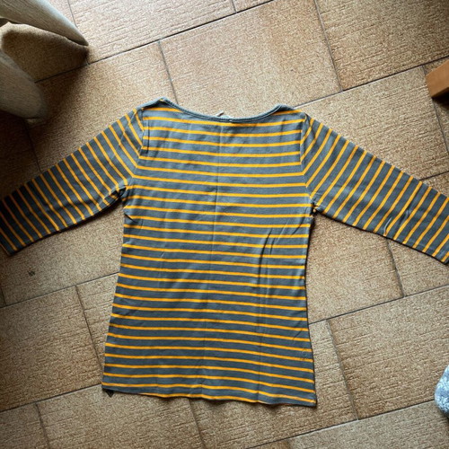 Zara blouse new with striped design, gray and orange, size M