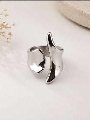 Ring made of stainless steel with front opening, new, silver color