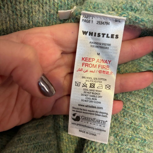 Whistles light green sweater 38% wool like new