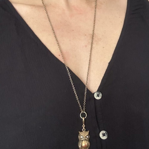 Pilgrim Gold Owl Necklace like new with diamond details