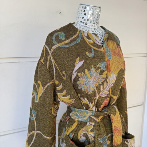 Zara Limited Edition Wool Blend Floral Jacquard Coat like new