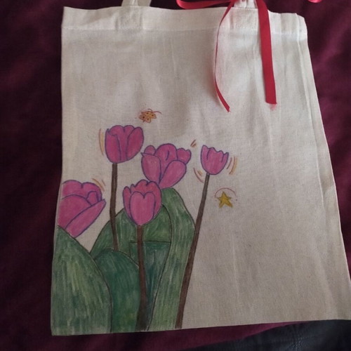 Hand-painted fabric shoulder bags new, two sizes
