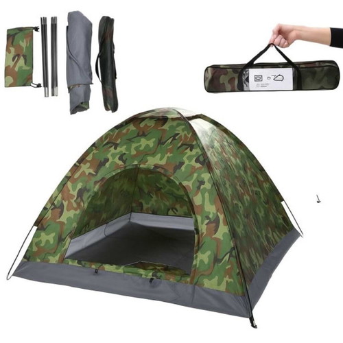 Camouflage four-person waterproof tent with solar camping shower gift