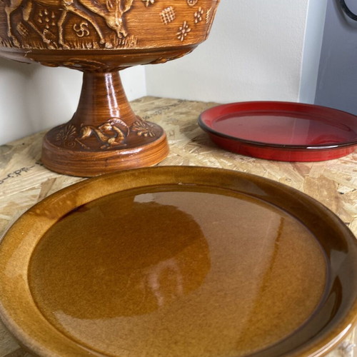 Vintage ceramic set used from Rhodes with bowl and 2 plates
