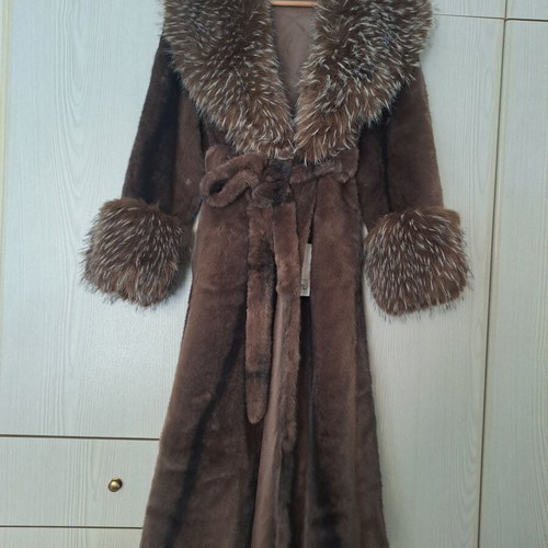 Fur coat brown new ecological quality one size