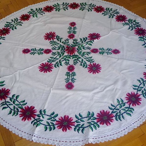 Rotonda cross-stitch with handmade lace like new 1.52cm