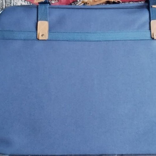 Large suitcase used, blue, 56x77 cm with leather details