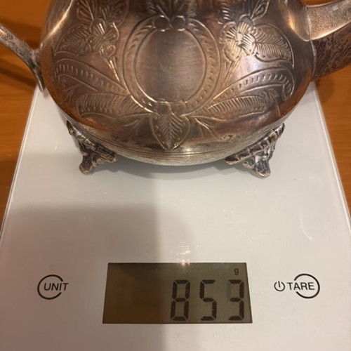 Vintage EPNS Silver Plated Teapot used, oriental design with feet
