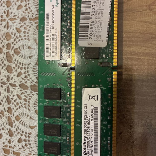 DDR2 memory used, 2 dimms 2x1Gb