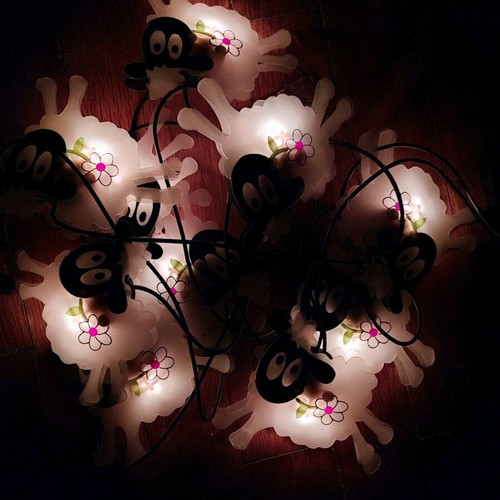 Decorative sheep string lights used, functional
