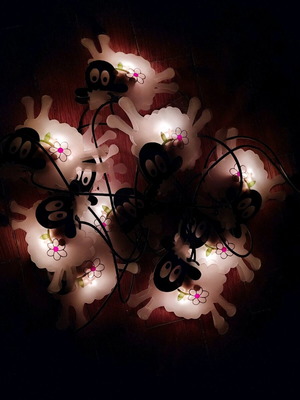 Decorative sheep string lights used, functional