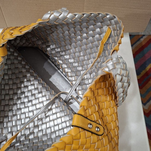 Women's shoulder bag, yellow and silver