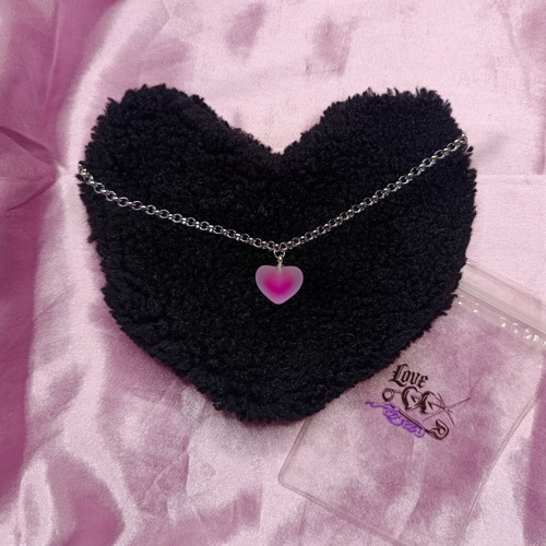 Love x Poison Handmade Stainless Steel Chain Choker Necklace with Pink Heart Charm new