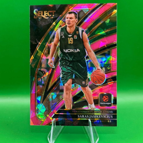 Saras Jasikevicius Courtside Pink Cracked Ice Prizm card EuroLeague 25-26 like new
