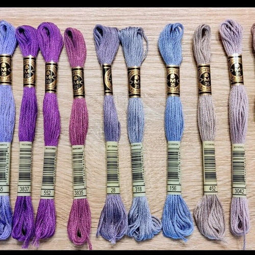 DMC embroidery threads mouliné new, purple and lilac