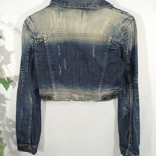 On Line cropped jean jacket like new, blue, size S