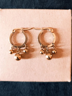 Boho hoop earrings new, gold-plated stainless steel with dangling elements
