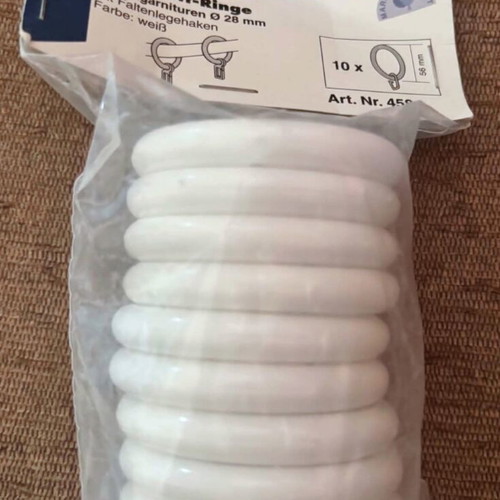 Gardinia Curtain Rings White Pack of 10 for 28mm Rod