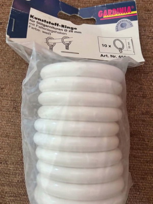 Gardinia Curtain Rings White Pack of 10 for 28mm Rod