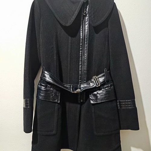 RUDSAK wool coat with genuine leather, like new, women's M
