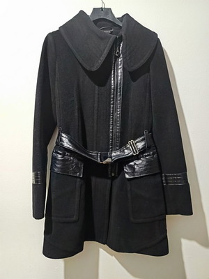 RUDSAK wool coat with genuine leather, like new, women's M
