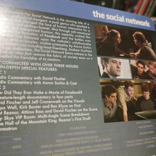The Social Network Blu-Ray like new, English subtitles, drama